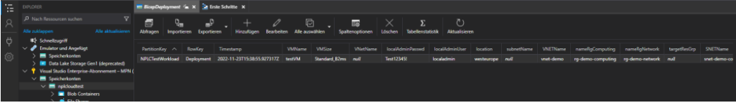 Bicep parameters from Azure Table Storage