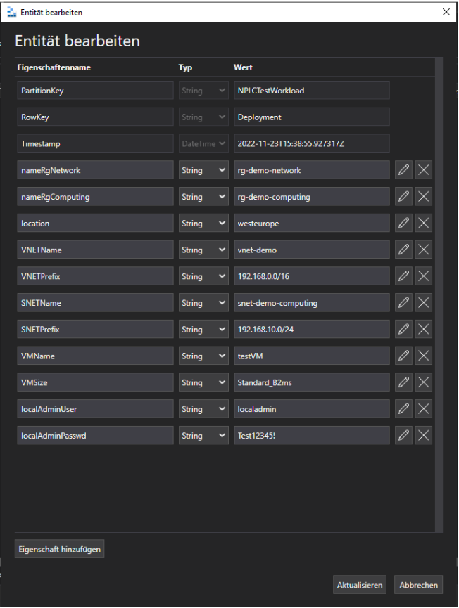 Bicep parameters from Azure Table Storage